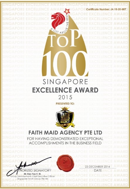 Top 100 Singapore Excellence Award 2015