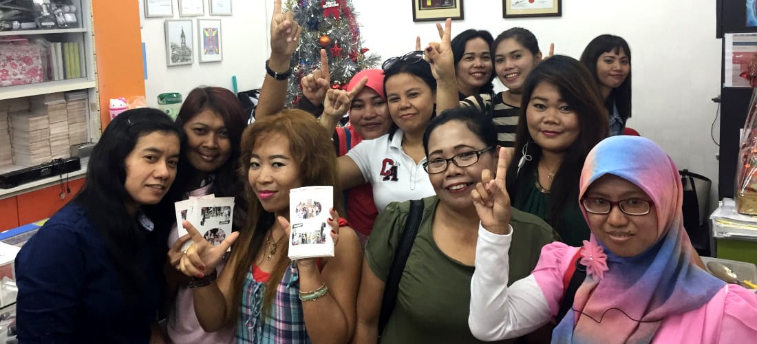 Christmas party together with maids