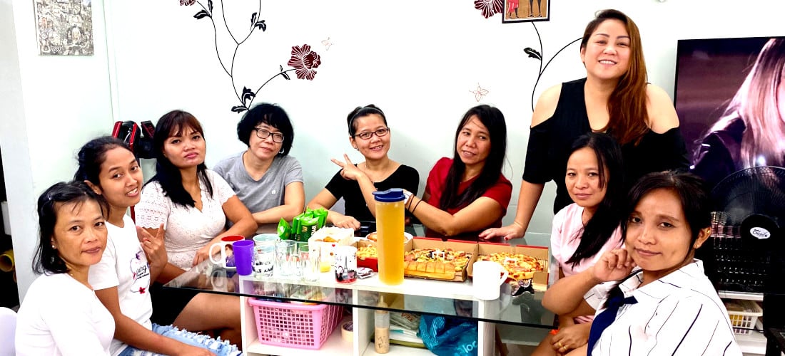 Owner dinner at home with the maids
