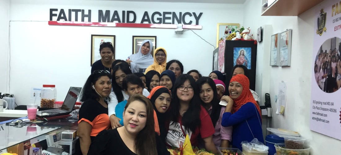 Together with maids