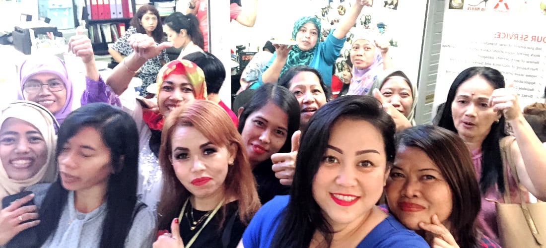 Together with maids