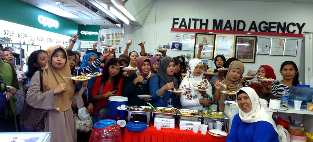 Weekly free buffet for maids in the office
