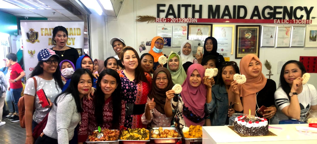 Weekly free buffet for maids in the office