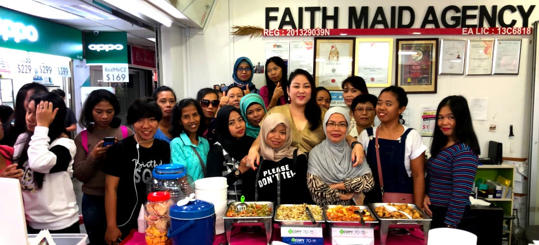 Weekly free buffet for maids in the office