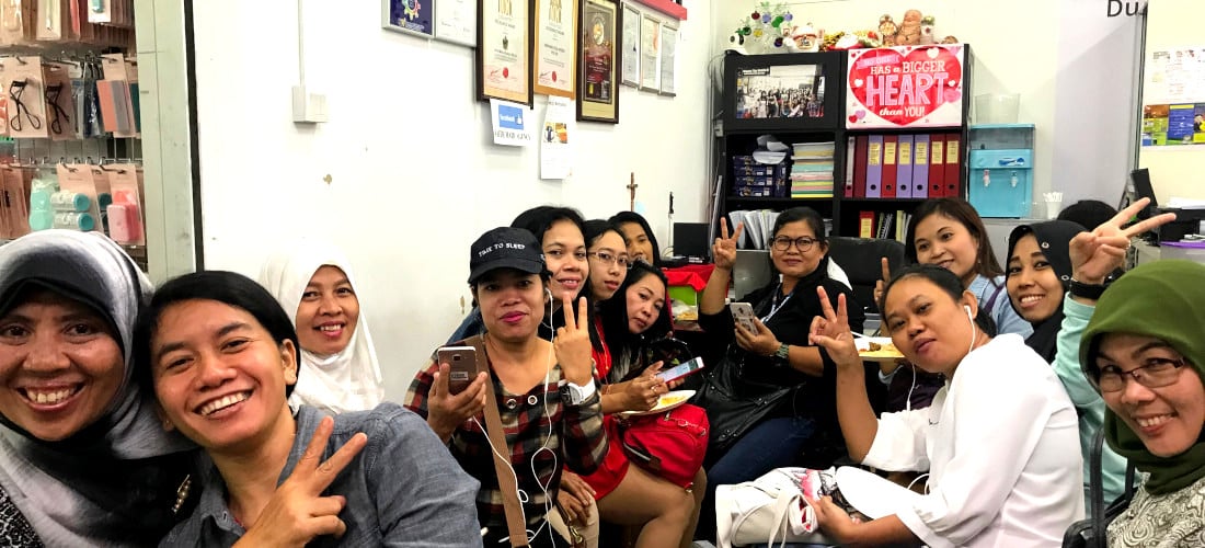 Weekly free buffet for maids in the office