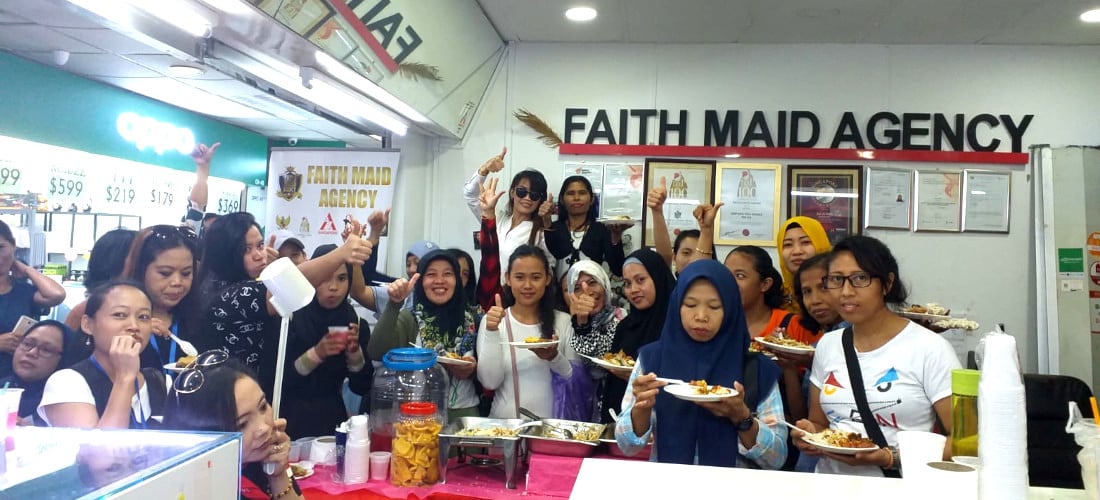 Weekly free buffet for maids in the office