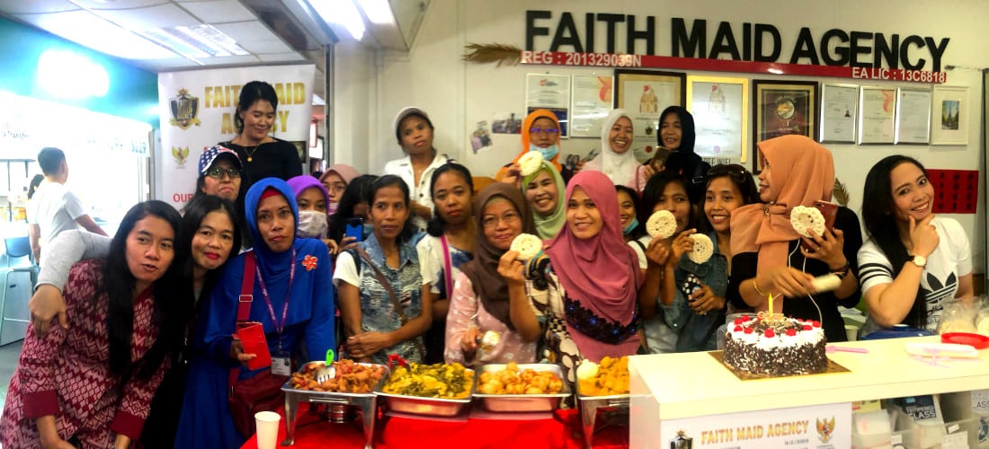 Weekly free buffet for maids in the office